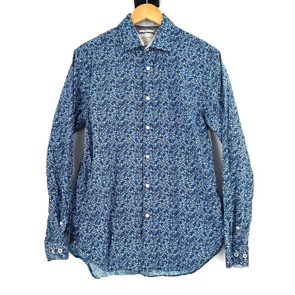 Con.struct Men Slim Fit Stretch Long Sleeve Button Up Shirt Medium Floral - Picture 1 of 6